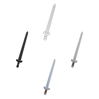 Viking kılıç simgesi beyaz arka plan üzerinde izole karikatür tarzı. Vikingler sembol stok vektör çizim.