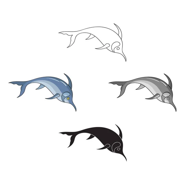 Рыбная икона Марлина в карикатурном стиле выделена на белом фоне. Векторная иллюстрация морских животных . — стоковый вектор