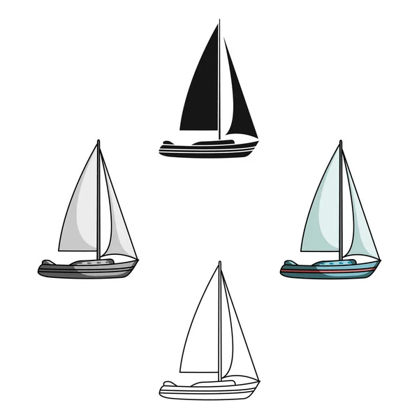 Veleiro para velejar.Barco para competir na veleja.Navio e transporte de água ícone único em desenho animado estilo vetor símbolo estoque ilustração . — Vetor de Stock