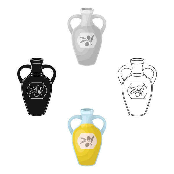 Bottiglia di icona olio d'oliva in stile cartone animato isolato su sfondo bianco. Spagna paese simbolo stock vettore illustrazione . — Vettoriale Stock