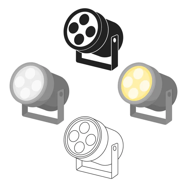 Projecteur icône dans le style de dessin animé isolé sur fond blanc. Symbole du théâtre illustration vectorielle de stock — Image vectorielle