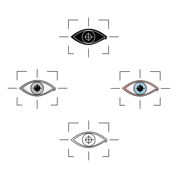 โฟกัสของดวงตาในไอคอนความเป็นจริงเสมือนในสไตล์การ์ตูนที่แยกจากพื้นหลังสีขาว สัญลักษณ์ความเป็นจริงเสมือน ภาพเวกเตอร์หุ้น . — ภาพเวกเตอร์สต็อก