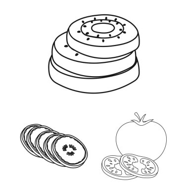 Sebze ve meyve logosu yalıtılmış nesne. Sebze kümesi ve hisse senedi için gıda vektör simgesi.