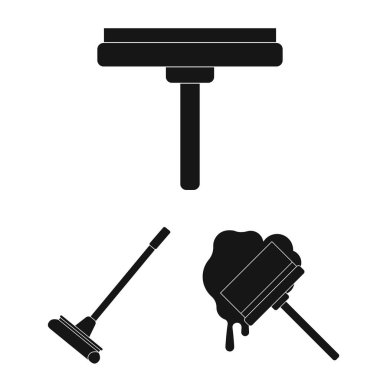 Paspas ve süpürge logo vektör tasarımı. Paspas ve temiz hisse senedi vektör çizim.