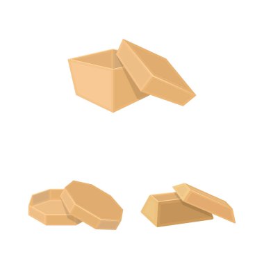 Karton ve teslimat işareti yalıtılmış nesne. Karton ve etiket hisse senedi simgesi için web topluluğu.