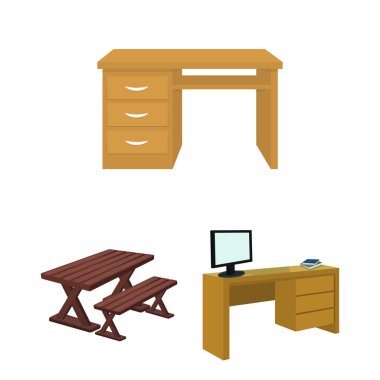 Vektör tasarımı ve tablo sembolü. Dizi ve ahşap stok vektör çizim.