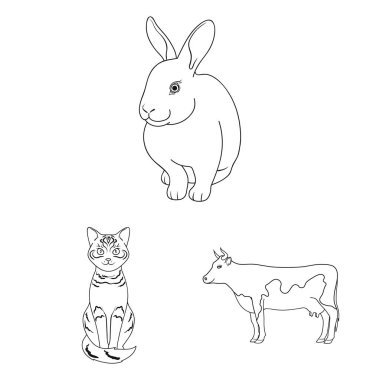 Hayvan ve habitat işareti yalıtılmış nesne. Web için hayvan ve çiftlik hisse senedi simgesi kümesi.