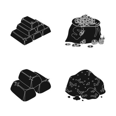 Altın ve külçe sembolü yalıtılmış nesne. Web için altın ve ekonomi hisse senedi simgesi kümesi.