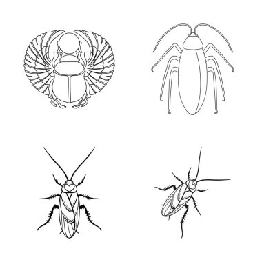 Böcek ve böcek simge vektör Illustration. Böcek ve Cadılar Bayramı hisse senedi vektör çizim seti.