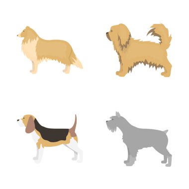 Sevimli vektör tasarımı ve köpek yavrusu oturum açın. Hisse senedi için şirin ve hayvan vektör simge topluluğu.