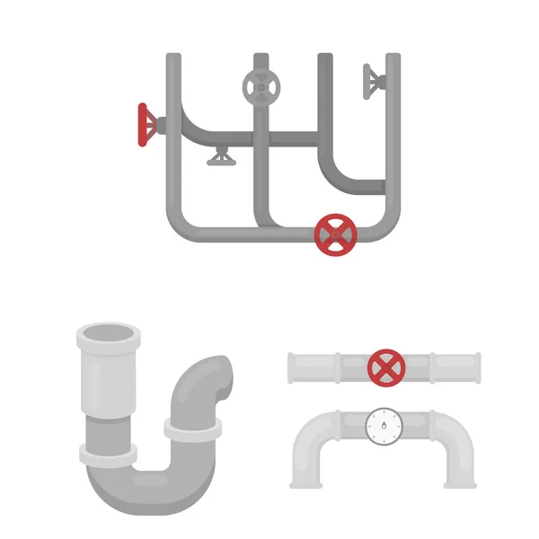 Ilustración vectorial del símbolo de tubería y plomería. Conjunto de tubo y metal símbolo de stock para web . — Archivo Imágenes Vectoriales