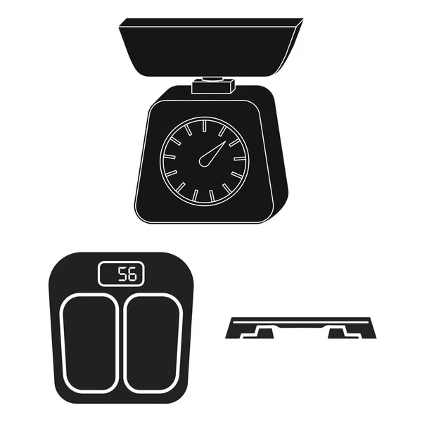 Illustrazione vettoriale del peso e dell'icona del laboratorio. Set di peso e icona vettoriale della cucina per magazzino . — Vettoriale Stock