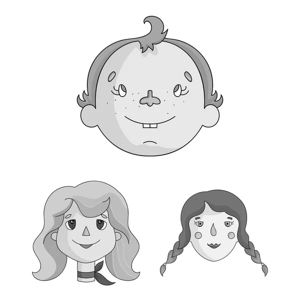 Vektorillustration av kännetecken som flicka och pojke. Samling av flickan och skolan vektor ikonen för lager. — Stock vektor