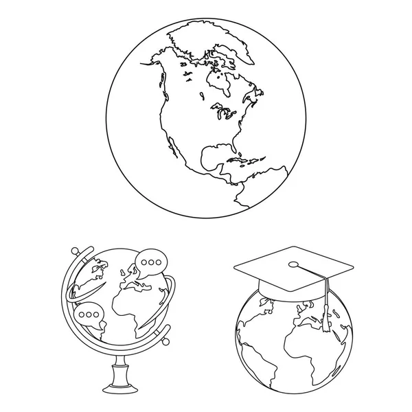 Illustrazione vettoriale del globo e del segno del mondo. Set di globo e icona vettoriale terra per magazzino . — Vettoriale Stock