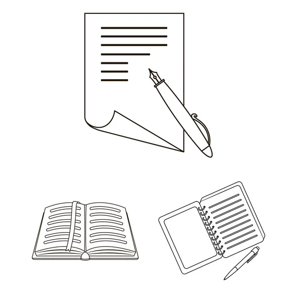 Diseño vectorial de libro y signo abierto. Conjunto de libro y lápiz icono vectorial para stock . — Archivo Imágenes Vectoriales