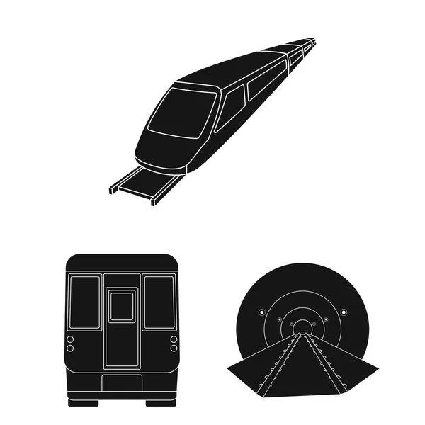 Vektorillustration Von Eisenbahn Und Zugsymbol Sammlung Von Eisenbahn Und Wegevektorsymbolen — Stockvektor