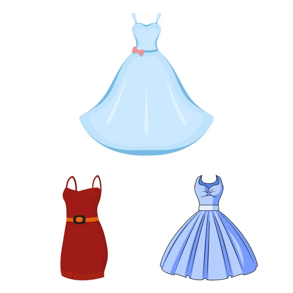Εικονογράφηση διάνυσμα εικονίδιο του φόρεμα και τα ρούχα. Συλλογή φόρεμα και βραδινά απόθεμα σύμβολο για το web. — Διανυσματικό Αρχείο