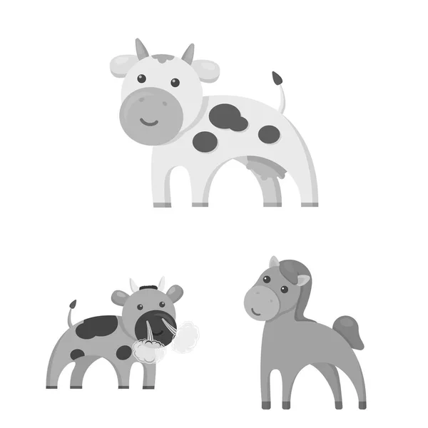 Diseño vectorial del icono animal y hábitat. Colección de animales y animales de granja vector ilustración . — Vector de stock