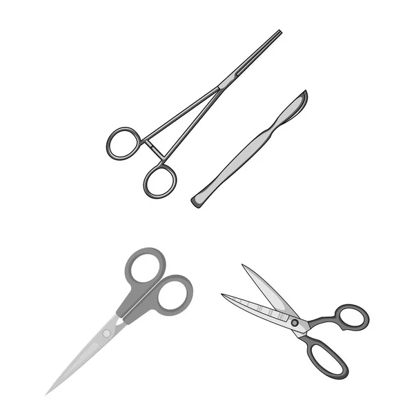 Geïsoleerde object van schaar en ambachtelijke teken. Verzameling van scissor- en open vector pictogram voor voorraad. — Stockvector