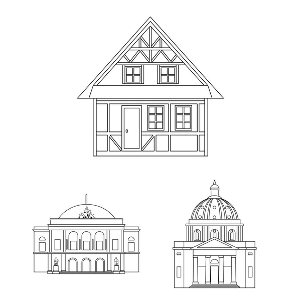 建築と都市のアイコンのベクター デザイン 建物と Web ビジネス株式記号のセット — ストックベクタ