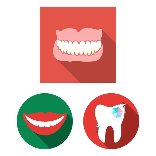 Diseño vectorial de diente y logotipo feliz. Juego de dientes y símbolo de stock blanqueador para web . — Archivo Imágenes Vectoriales