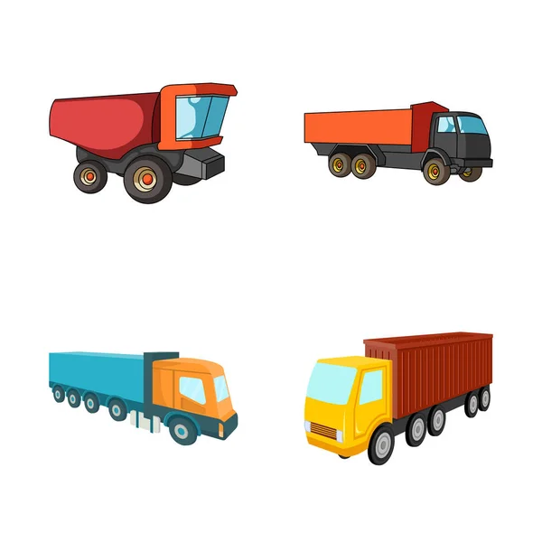 Векторна ілюстрація логотипу вантажівки та судноплавства. Набір вантажівок і контейнерів Векторні ілюстрації . — стоковий вектор