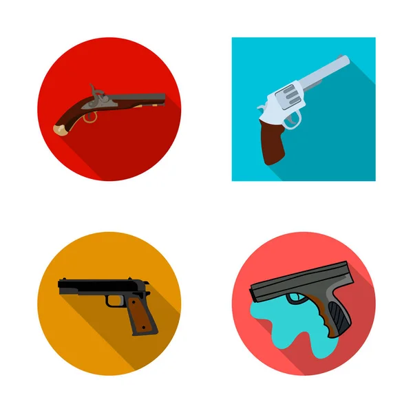 Vektor-Illustration von Revolver und Pistolensymbol. Sammlung von Revolver und Triggervektorsymbol für Aktien. — Stockvektor
