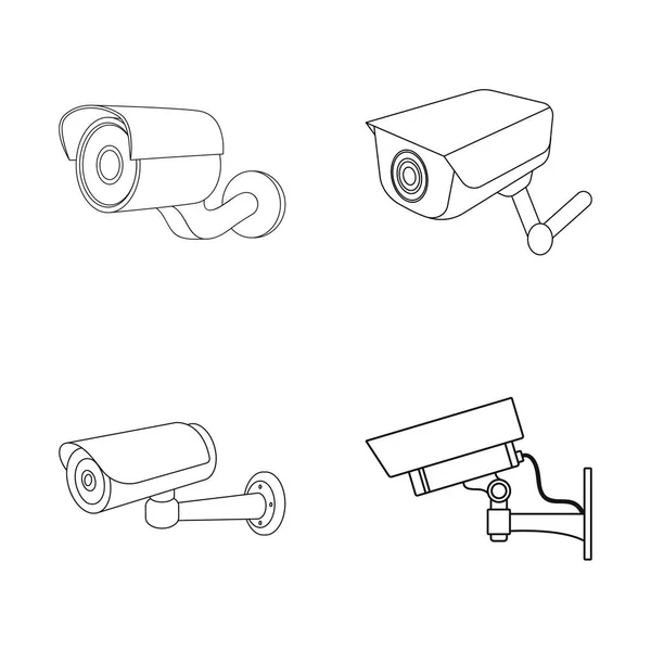 Design vettoriale della videocamera e logo della fotocamera. Raccolta di videocamera e cruscotto stock illustrazione vettoriale . — Vettoriale Stock