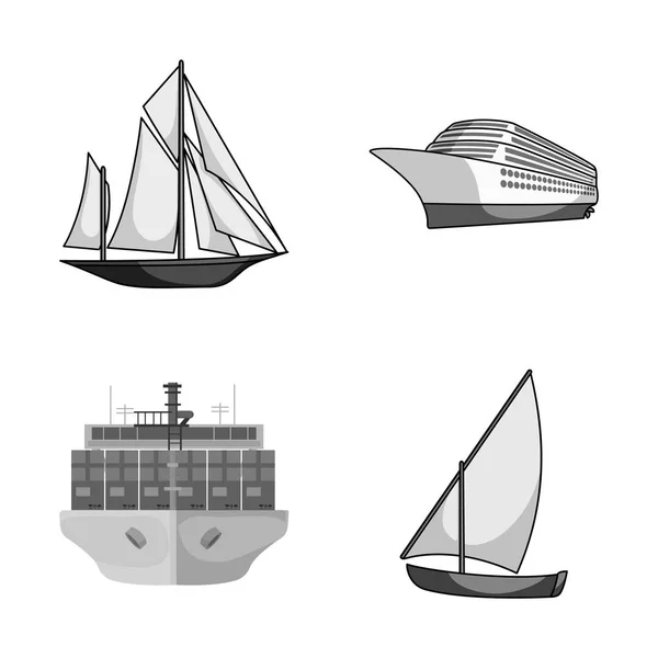 Objet isolé du symbole du yacht et du navire. Ensemble d'icône de yacht et vecteur de croisière pour le stock . — Image vectorielle