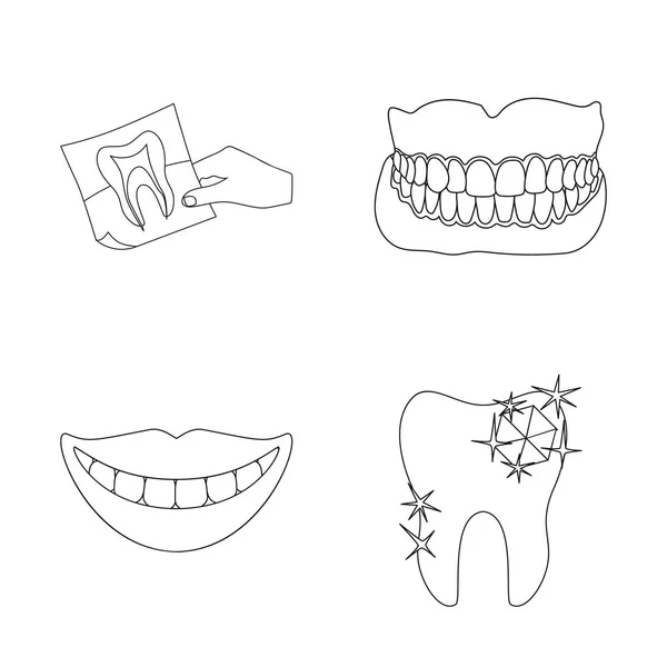 Illustration vectorielle de dent et logo heureux. Ensemble d'icône vectorielle de blanchiment des dents et de blanchiment pour le stock . — Image vectorielle