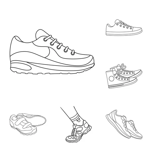 Na białym tle obiekt znak obuwia i sport. Zestaw buty i fitness symbol giełdowy dla sieci web. — Wektor stockowy