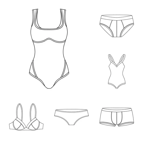 Ilustración vectorial de bikini e icono de la moda. Colección de bikini y traje de baño símbolo de stock para la web . — Archivo Imágenes Vectoriales