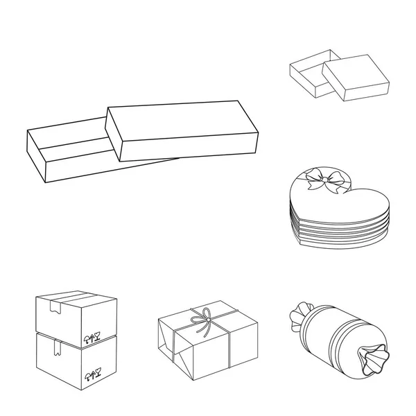 Ilustración vectorial de cartón y letrero de entrega. Conjunto de cartón y etiqueta símbolo de stock para web . — Vector de stock