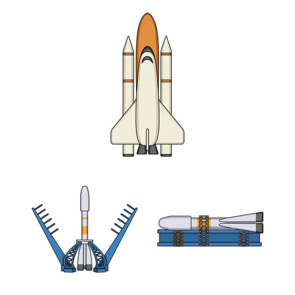 Векторная иллюстрация космического корабля и логотипа корабля. Коллекция иконки космического корабля и вектора станции на складе . — стоковый вектор