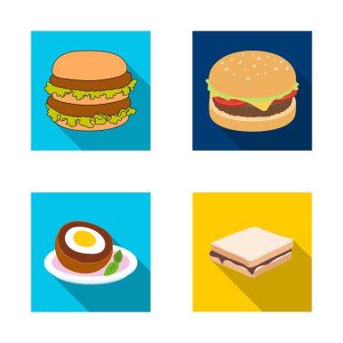 Sandviç ve şal işareti yalıtılmış nesne. Web için sandviç ve öğle yemeği hisse senedi simgesi kümesi.