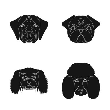 Şirin yalıtılmış nesne ve köpek yavrusu logosu. Hisse senedi için şirin ve hayvan vektör simge kümesi.