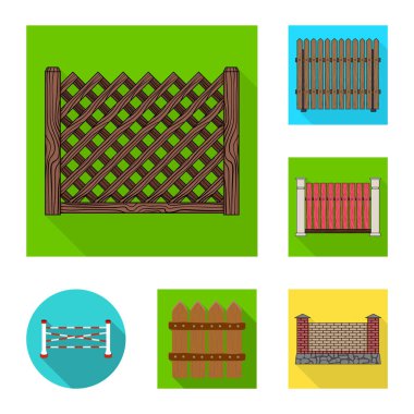 Kapı ve çit simgesi yalıtılmış nesne. Kapı ve duvar hisse senedi vektör çizim seti.