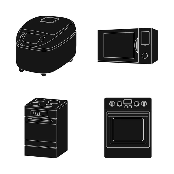 Ilustração vetorial de alimentos e logotipo interno. Conjunto de ícone de vetor de comida e fogão para estoque . — Vetor de Stock
