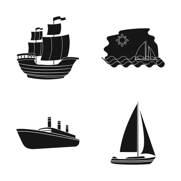Векторный дизайн яхты и символа корабля. Коллекция векторных иллюстраций яхт и круизных судов . — стоковый вектор