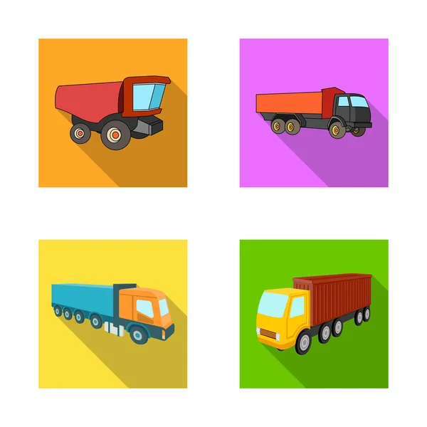 Illustration vectorielle du camion et du symbole d'expédition. Collecte de camion et de conteneur symbole stock pour le web . — Image vectorielle