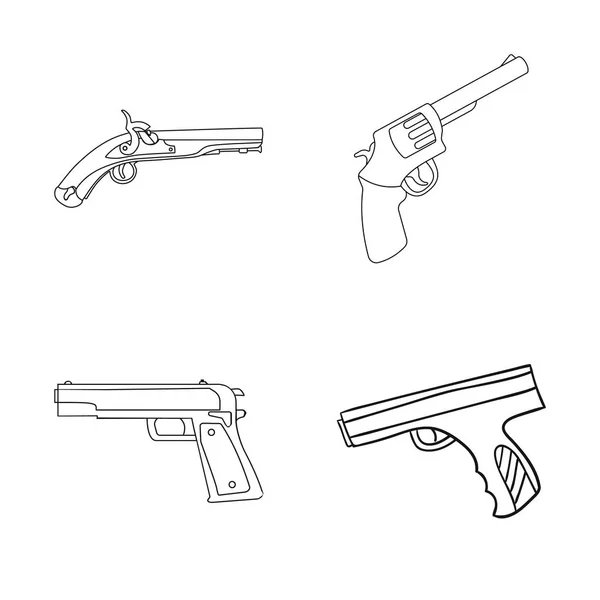 Diseño vectorial de revólver y pistola. Colección de revólver y gatillo stock vector ilustración . — Vector de stock