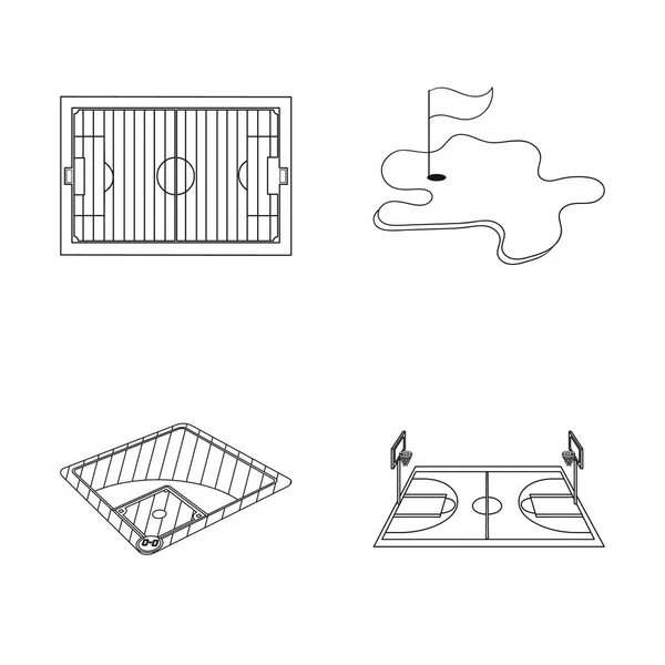 Ilustración vectorial de campo y símbolo deportivo. Colección de ilustración de vectores de campo y de juego . — Vector de stock