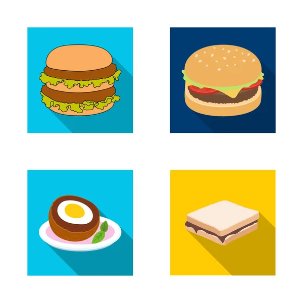 Geïsoleerde object van sandwich en wrap teken. Set van sandwich en lunch aandelensymbool voor web. — Stockvector