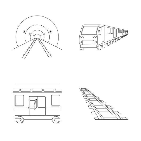 Projeto vetorial de ferrovia e logotipo do trem. Conjunto de ferrovia e ilustração vetorial de estoque de maneira . —  Vetores de Stock