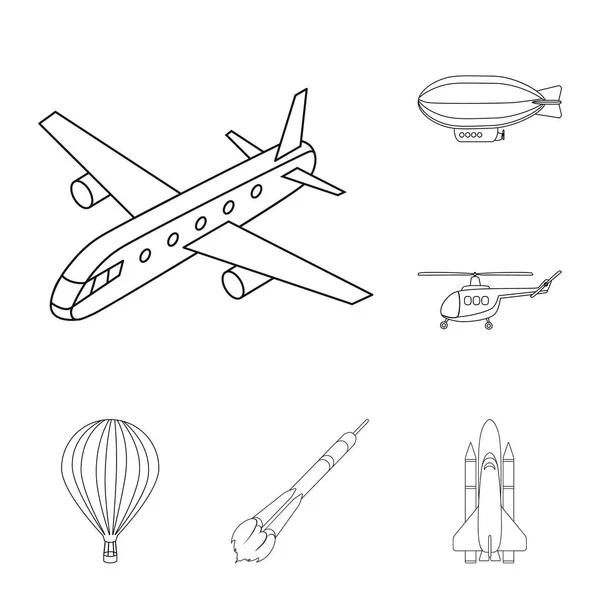 Vector ontwerp van vervoers- en object-pictogram. Set van vervoer en zweefvliegen voorraad vectorillustratie. — Stockvector