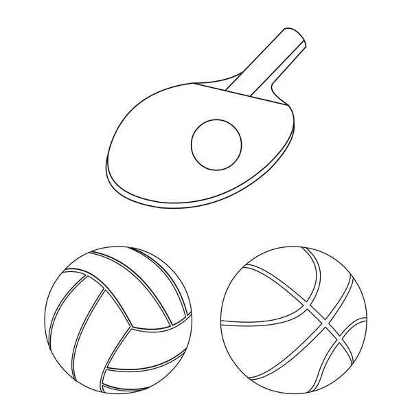 野球とサッカーのロゴの孤立したオブジェクト。ボールとバスケット ボールの株式ベクトル図のセット. — ストックベクタ