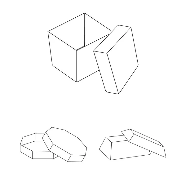 Vektor design av kartong och leverans ikonen. Uppsättning av kartong och etikett lager vektorillustration. — Stock vektor