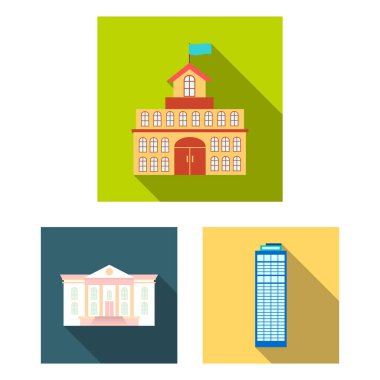 Bina ve şehir simgesi yalıtılmış nesne. Bina ve hisse senedi için iş vektör simge kümesi.