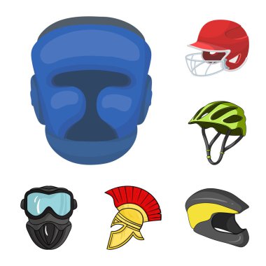 Kask ve spor logo vektör Illustration. Hisse senedi için kask ve moto vektör simge topluluğu.
