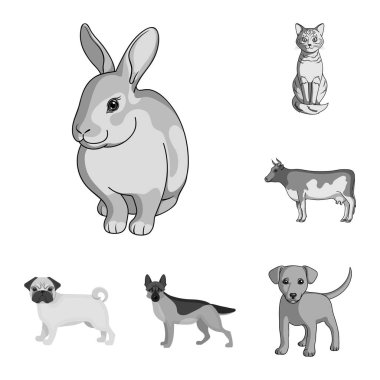 Hayvan ve habitat işareti vektör Illustration. Hayvan ve çiftlik hisse senedi vektör çizim seti.